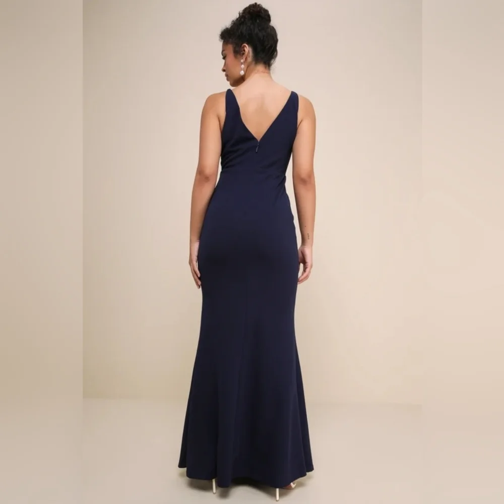 Lulus | Melora Navy Blue Sleeveless Maxi Dress | Size L - Picture 2 of 9